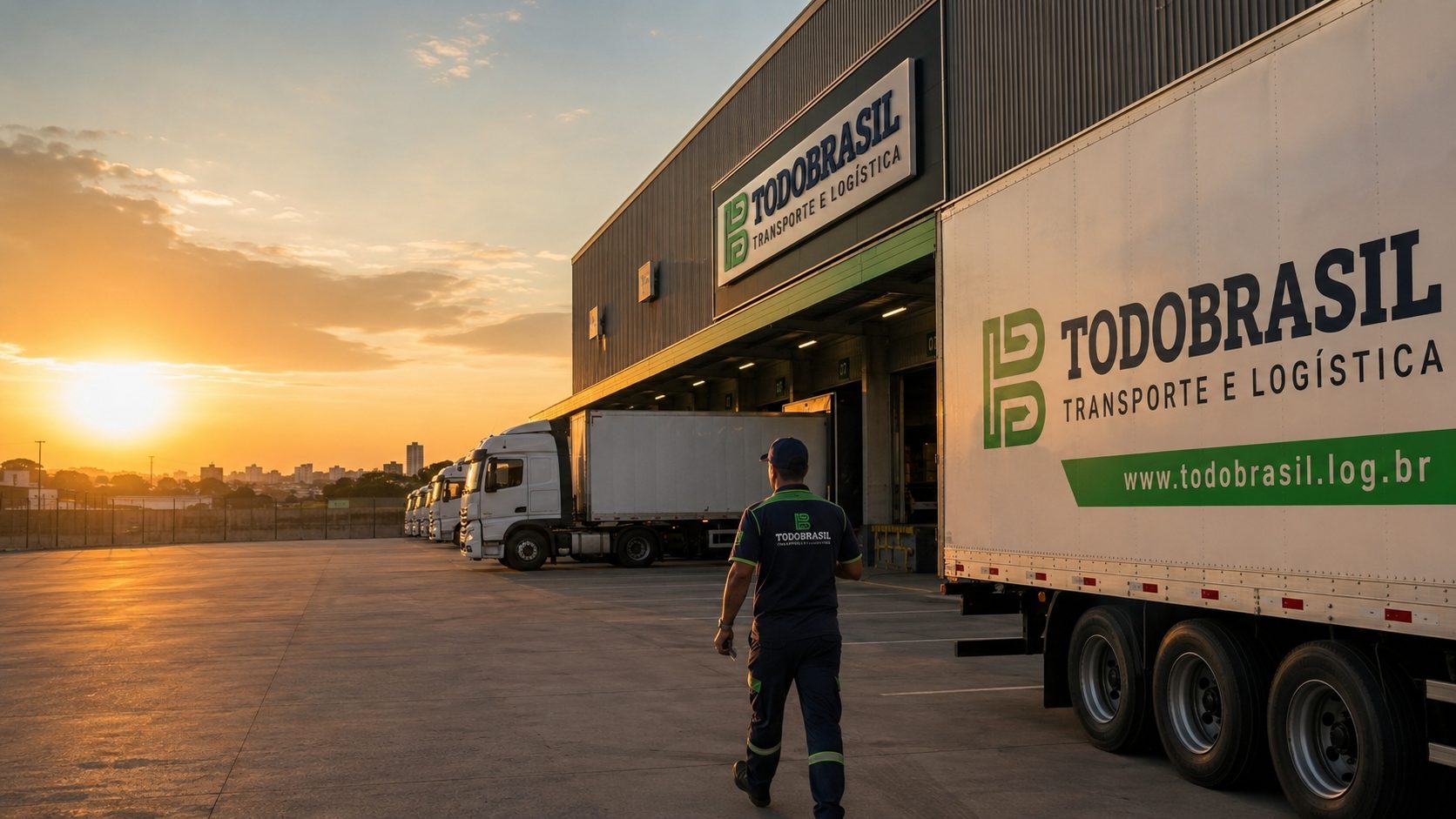 Frota TODOBRASIL no pátio ao pôr do sol